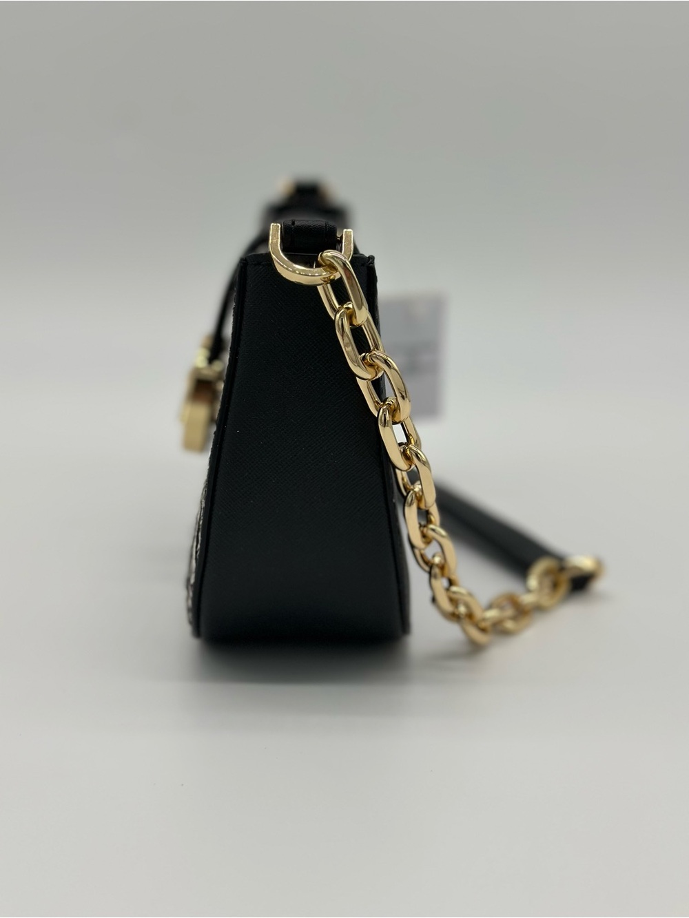 Michael Kors Black & White Animal-Print Chain Crossbody - Picture 3 of 8